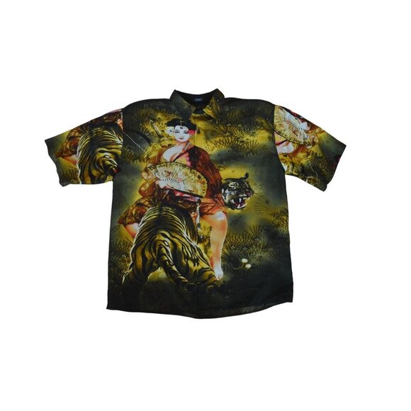 Vintage y2k Boom X Tiger Button Down Shirt Men's XXL Made in Korea - Picture 6 of 7